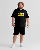 Move with Positive Energy Men's Big and Tall Simple Lettering Short Sleeve T-shirt Shorts Set